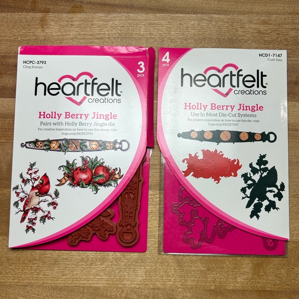 "Holly Berry Jingles” Cling Rubber Stamps and Die Set by Heartfelt Creations